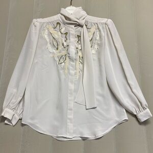 Vintage Sir James Womens Blouse Funnel Neck Tie Collar Victorian Edwardian